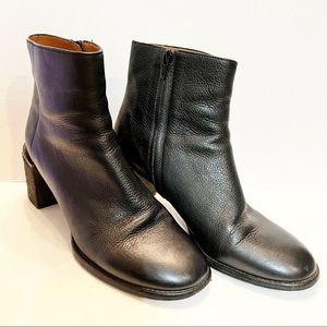 See by Chloe Black Leather Ankle Boots Textured Heel size 40